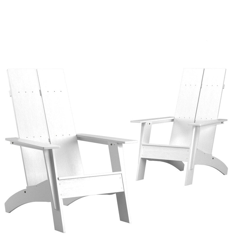Sedie Adirondack moderne con schienale a doppia doga, set da 2