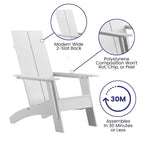 Sedie Adirondack moderne con schienale a doppia doga, set da 2