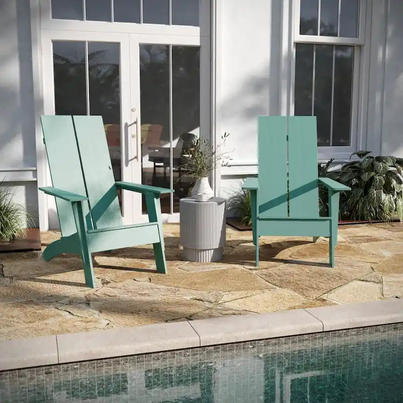 Sedie Adirondack moderne con schienale a doppia doga, set da 2