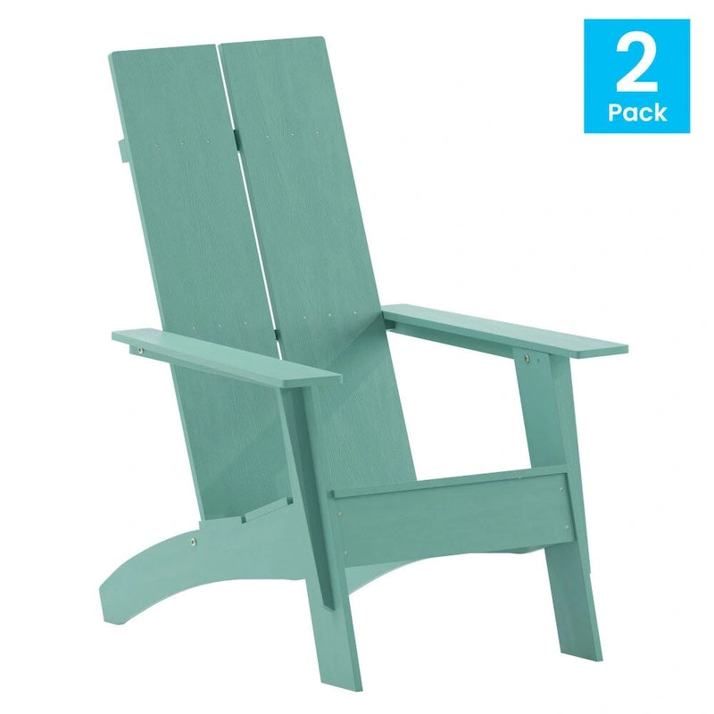 Sedie Adirondack moderne con schienale a doppia doga, set da 2