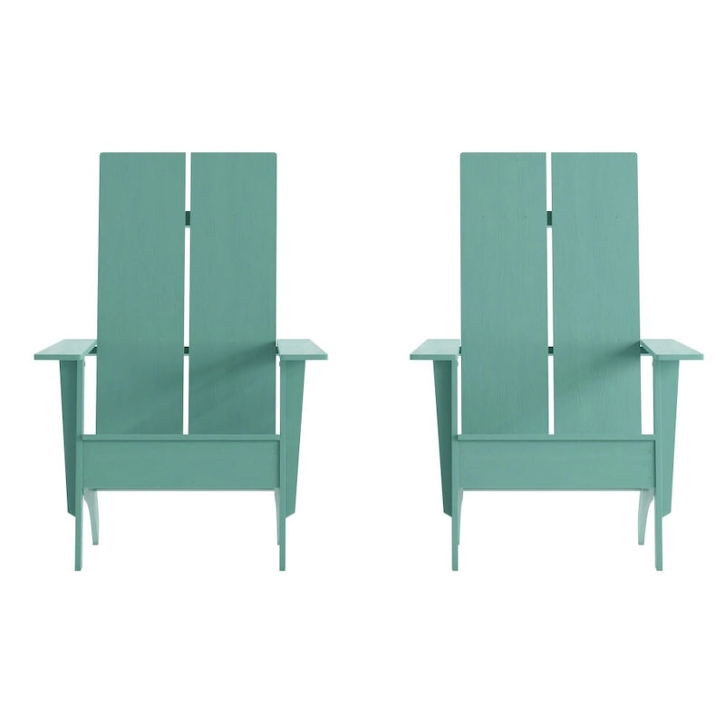 Sedie Adirondack moderne con schienale a doppia doga, set da 2