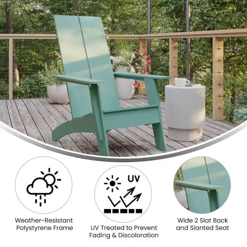 Sedie Adirondack moderne con schienale a doppia doga, set da 2