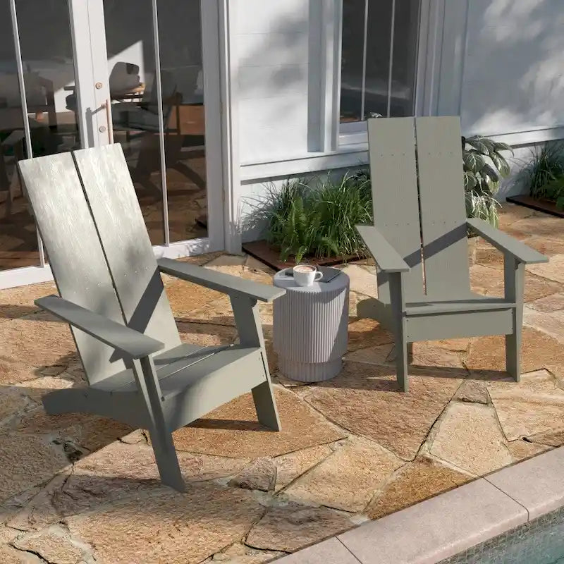 Sedie Adirondack moderne con schienale a doppia doga, set da 2