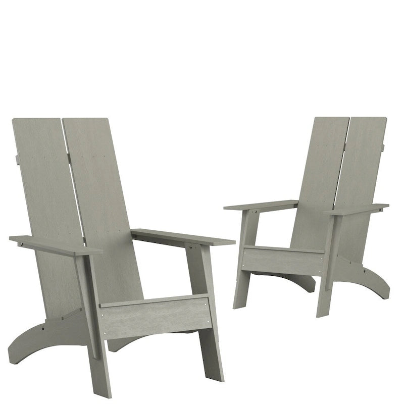 Sedie Adirondack moderne con schienale a doppia doga, set da 2