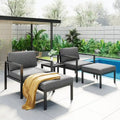 Clihome Aluminum Patio 5-Pcs Alloy Conversation Set Sofa Set