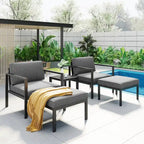 Clihome Aluminum Patio 5-Pcs Alloy Conversation Set Sofa Set