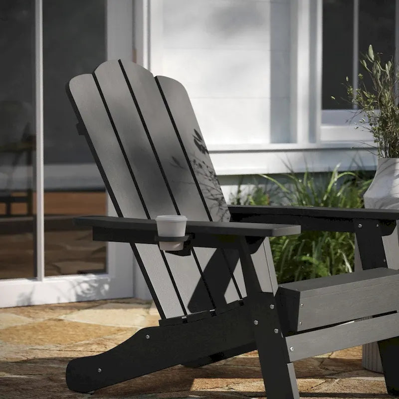 Set di 4 sedie Adirondack per tutte le stagioni con portabicchieri