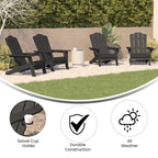 Set di 4 sedie Adirondack per tutte le stagioni con portabicchieri