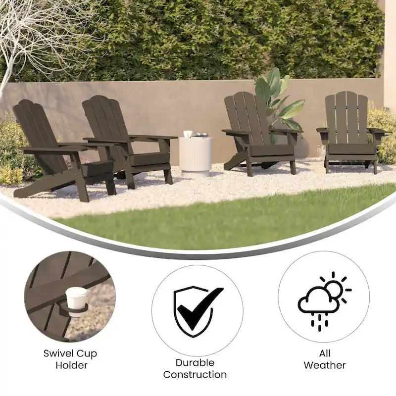 Set di 4 sedie Adirondack per tutte le stagioni con portabicchieri