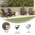 Set di 4 sedie Adirondack per tutte le stagioni con portabicchieri