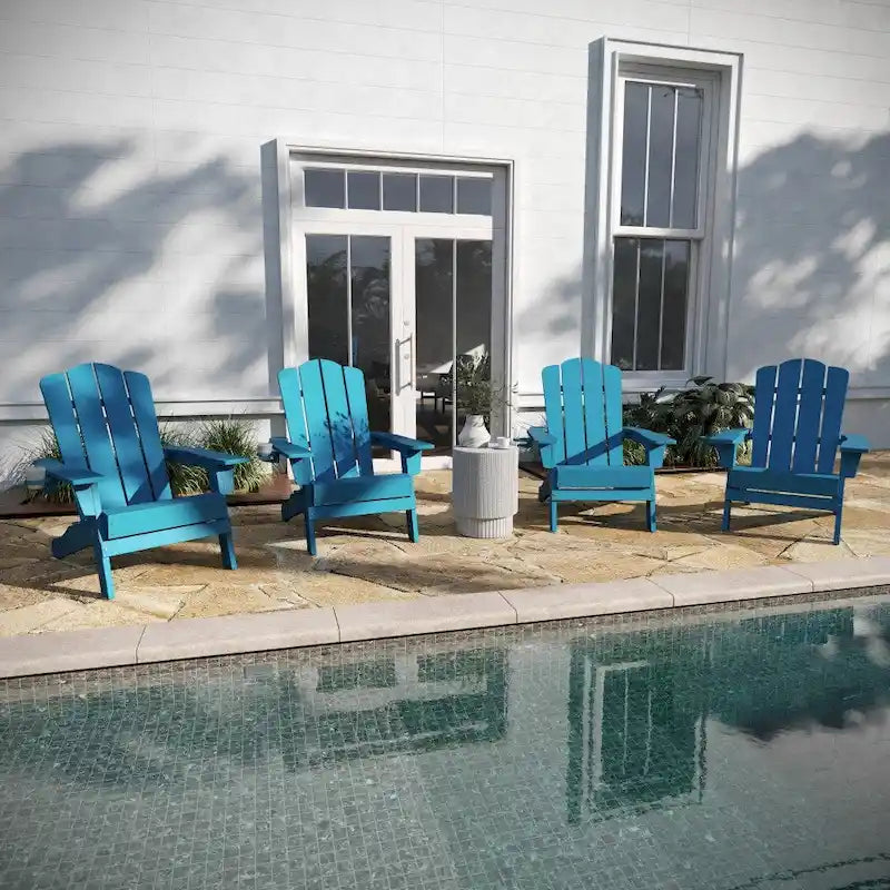 Set di 4 sedie Adirondack per tutte le stagioni con portabicchieri