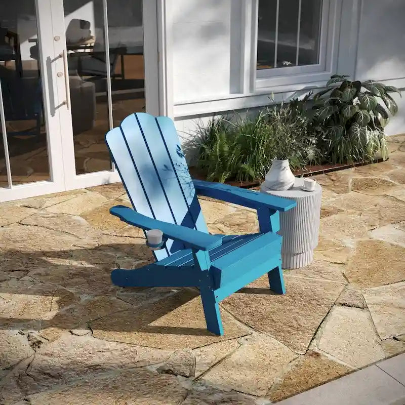 Set di 4 sedie Adirondack per tutte le stagioni con portabicchieri