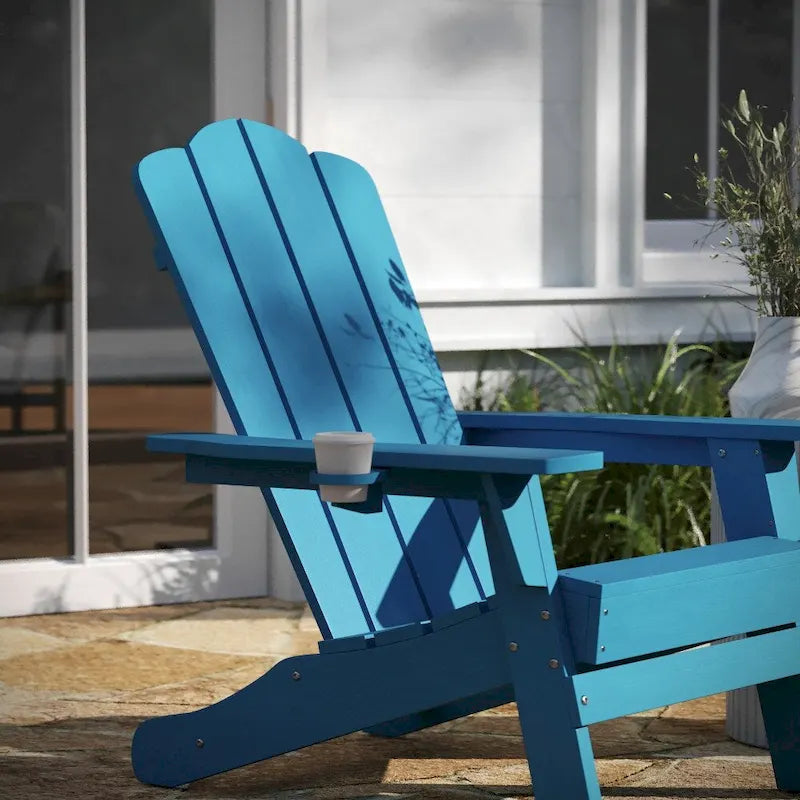 Set di 4 sedie Adirondack per tutte le stagioni con portabicchieri