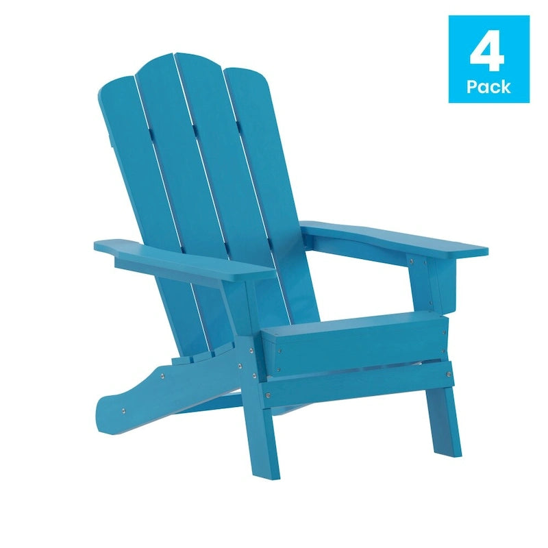 Set di 4 sedie Adirondack per tutte le stagioni con portabicchieri