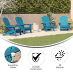 Set di 4 sedie Adirondack per tutte le stagioni con portabicchieri