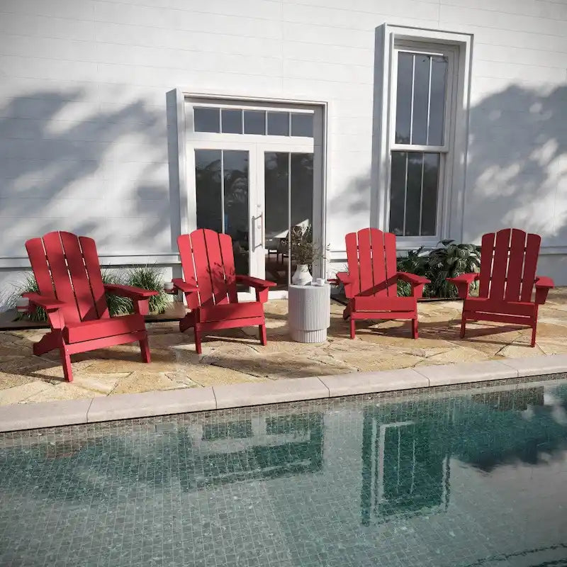 Set di 4 sedie Adirondack per tutte le stagioni con portabicchieri