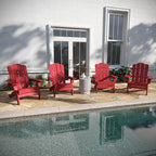 Set di 4 sedie Adirondack per tutte le stagioni con portabicchieri