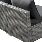 Set di mobili da giardino HOOOWOOO a 10 pezzi in rattan grigio con braciere