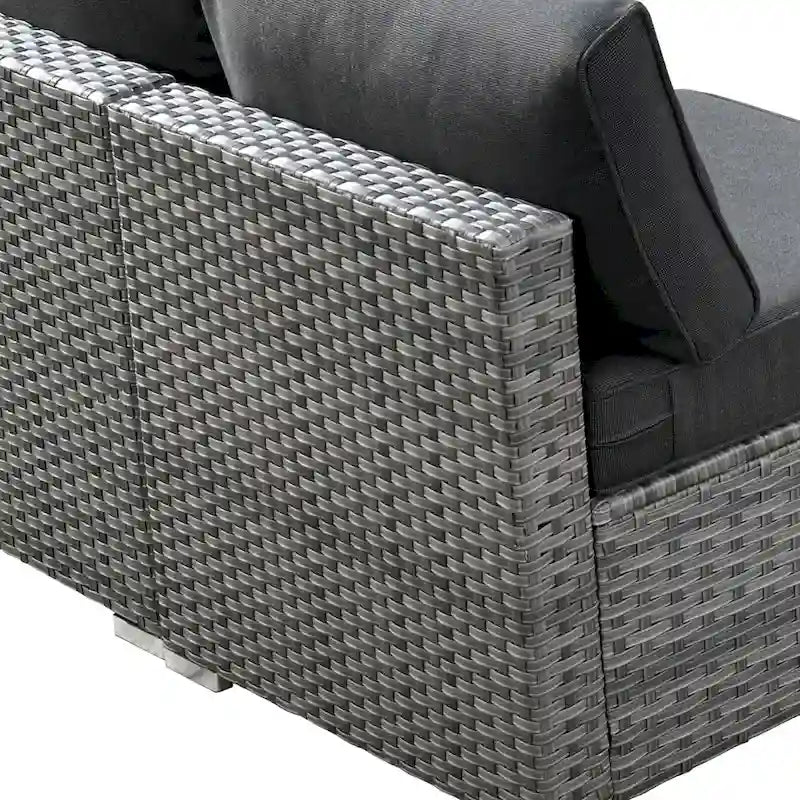 Set di mobili da giardino HOOOWOOO a 10 pezzi in rattan grigio con braciere