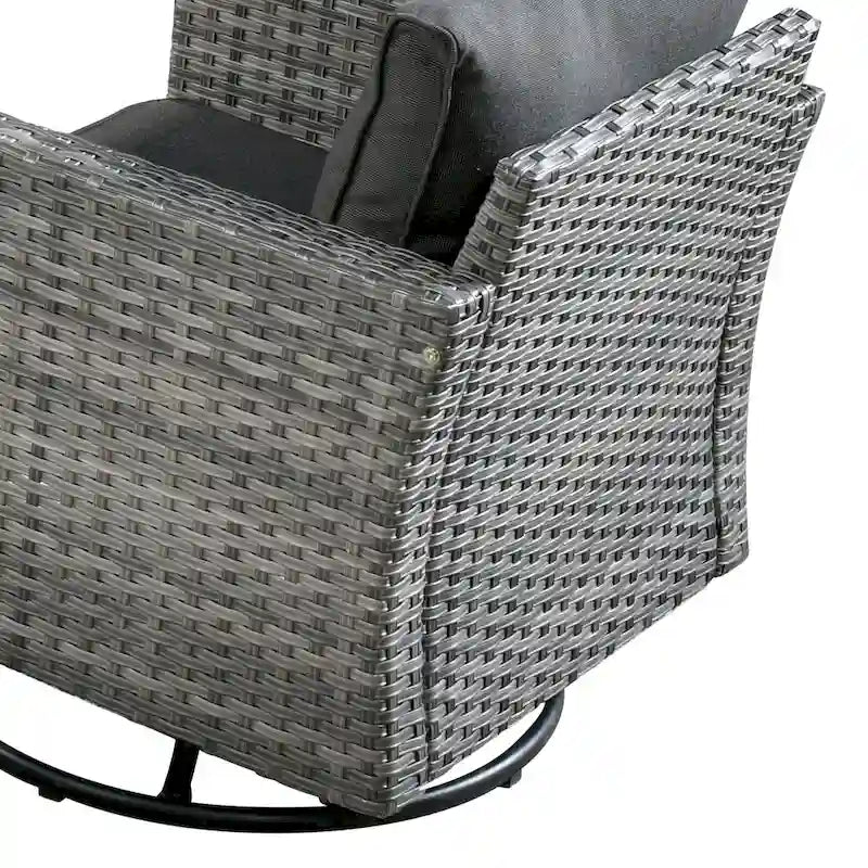 Set di mobili da giardino HOOOWOOO a 10 pezzi in rattan grigio con braciere
