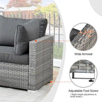 Set di mobili da giardino HOOOWOOO a 10 pezzi in rattan grigio con braciere