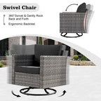 Set di mobili da giardino HOOOWOOO a 10 pezzi in rattan grigio con braciere