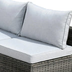 Set di mobili da giardino HOOOWOOO a 10 pezzi in rattan grigio con braciere