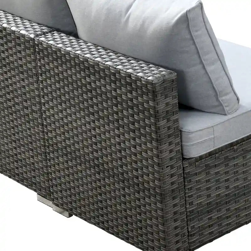 Set di mobili da giardino HOOOWOOO a 10 pezzi in rattan grigio con braciere
