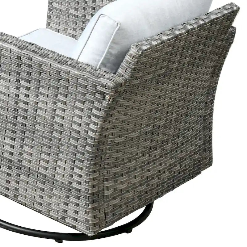 Set di mobili da giardino HOOOWOOO a 10 pezzi in rattan grigio con braciere