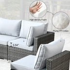 Set di mobili da giardino HOOOWOOO a 10 pezzi in rattan grigio con braciere