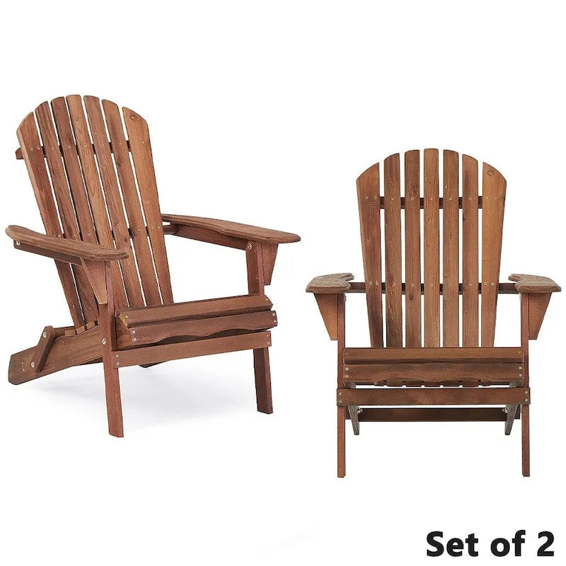 Classica sedia pieghevole Adirondack in legno massello per esterni, set da 2