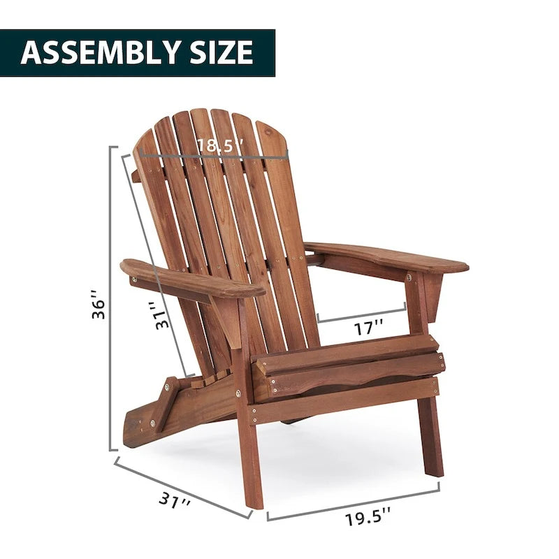 Classica sedia pieghevole Adirondack in legno massello per esterni, set da 2