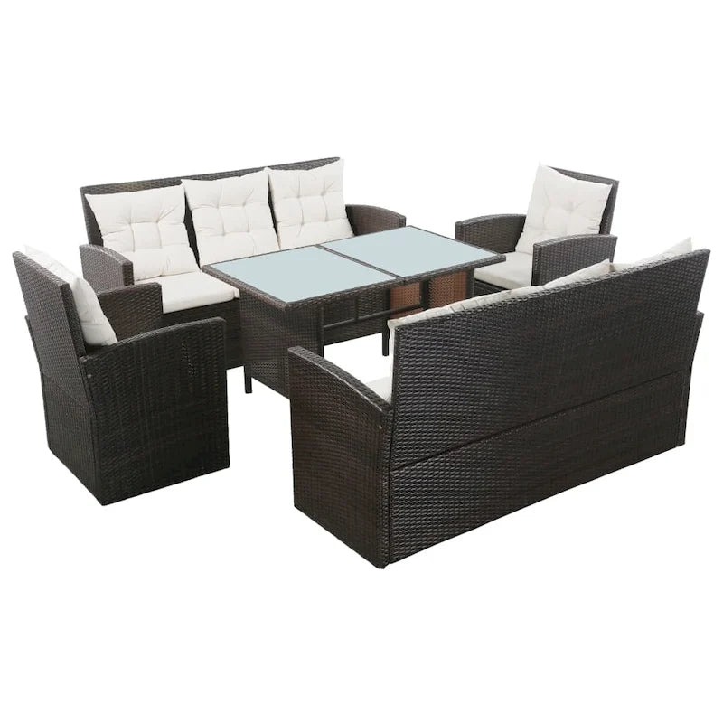 vidaXL Set di Mobili da Giardino Set da Conversazione Divano Sezionale con Tavolo Rattan - 47.2 x 27.6 x 26