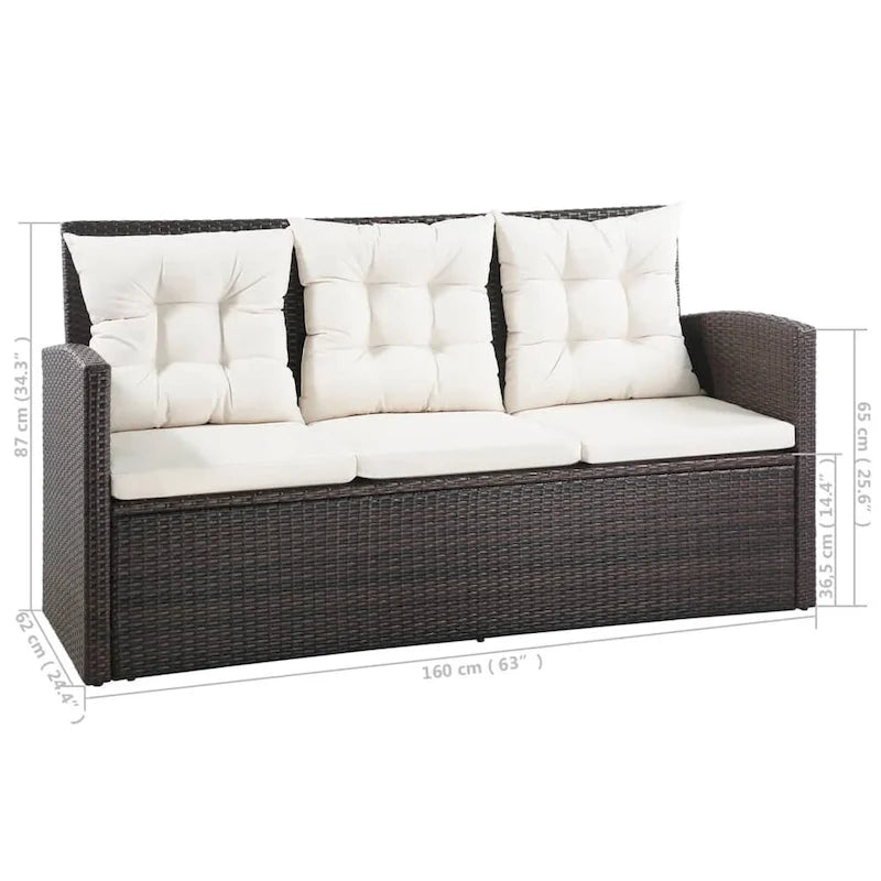 vidaXL Set di Mobili da Giardino Set da Conversazione Divano Sezionale con Tavolo Rattan - 47.2 x 27.6 x 26