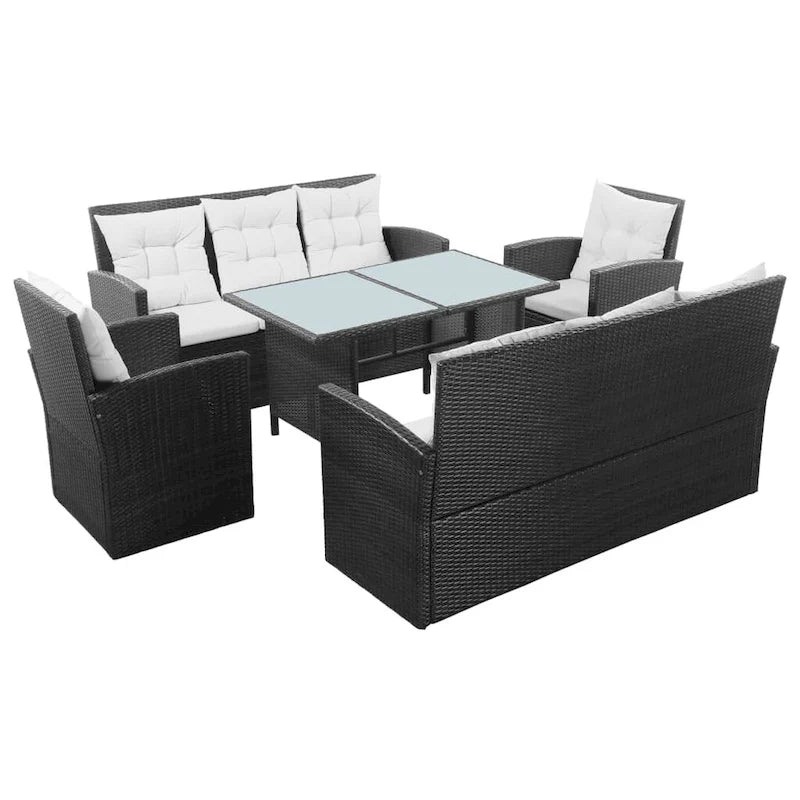 vidaXL Set di Mobili da Giardino Set da Conversazione Divano Sezionale con Tavolo Rattan - 47.2 x 27.6 x 26