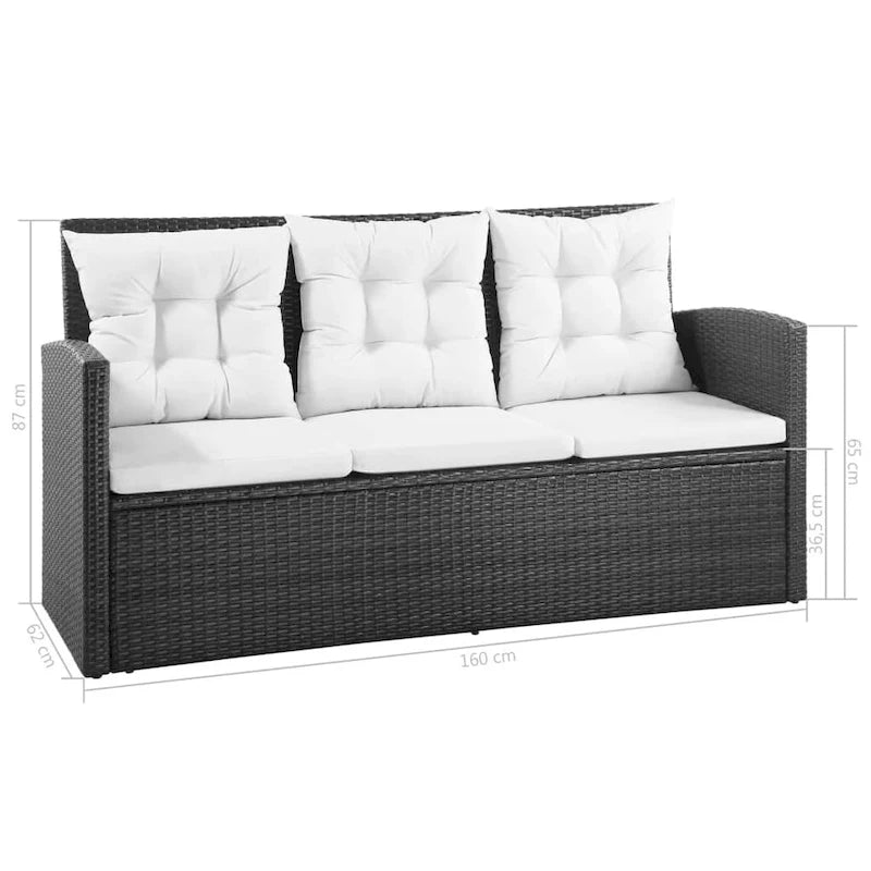 vidaXL Set di Mobili da Giardino Set da Conversazione Divano Sezionale con Tavolo Rattan - 47.2 x 27.6 x 26