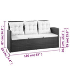 vidaXL Set di Mobili da Giardino Set da Conversazione Divano Sezionale con Tavolo Rattan - 47.2 x 27.6 x 26