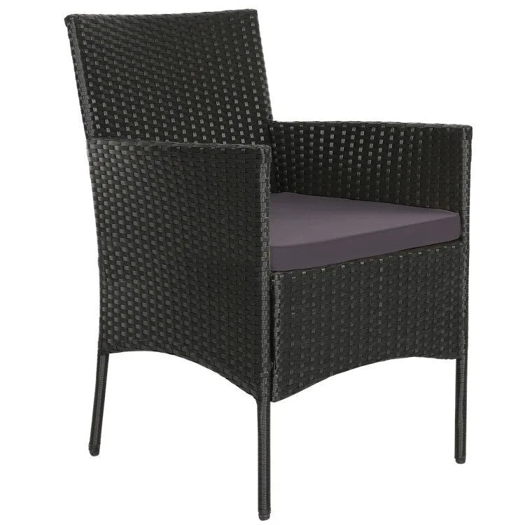 Set divano da esterno in rattan imbottito 4 pezzi con tavolino da caffè in vetro temperato - 24 x 23,5 x 33 (L x P x A)