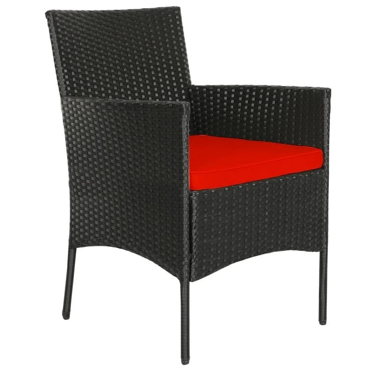 Set divano da esterno in rattan imbottito 4 pezzi con tavolino da caffè in vetro temperato - 24 x 23,5 x 33 (L x P x A)