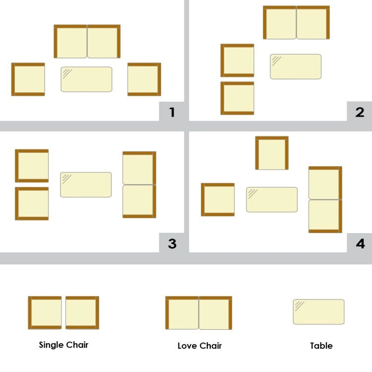 Set divano da esterno in rattan imbottito 4 pezzi con tavolino da caffè in vetro temperato - 24 x 23,5 x 33 (L x P x A)