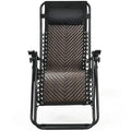 Sedia a sdraio pieghevole a gravità zero in rattan con cuscino poggiatesta rimovibile - 32~61 x 25,5 x 34~43,5 (L x P x A)