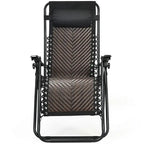 Sedia a sdraio pieghevole a gravità zero in rattan con cuscino poggiatesta rimovibile - 32~61 x 25,5 x 34~43,5 (L x P x A)