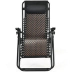 Sedia a sdraio pieghevole a gravità zero in rattan con cuscino poggiatesta rimovibile - 32~61 x 25,5 x 34~43,5 (L x P x A)