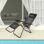 Sedia a sdraio pieghevole a gravità zero in rattan con cuscino poggiatesta rimovibile - 32~61 x 25,5 x 34~43,5 (L x P x A)