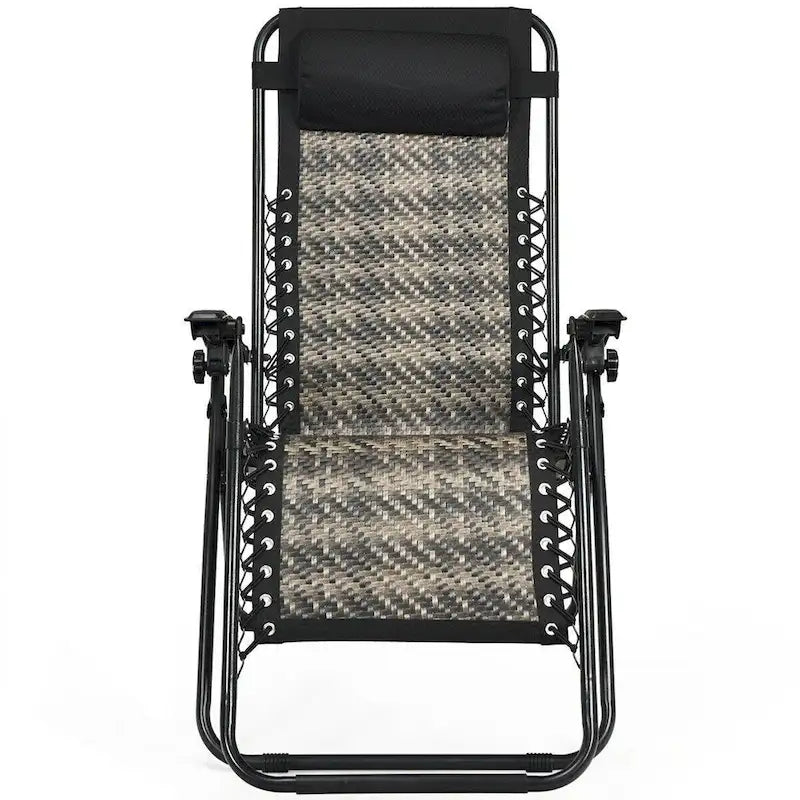 Sedia a sdraio pieghevole a gravità zero in rattan con cuscino poggiatesta rimovibile - 32~61 x 25,5 x 34~43,5 (L x P x A)