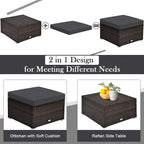 Set Mobili da Giardino in Rattan 4 Pezzi con Cuscini e Cuscini Decorativi Rimovibili - Divano ad Angolo: 74 x 74 x 63,5