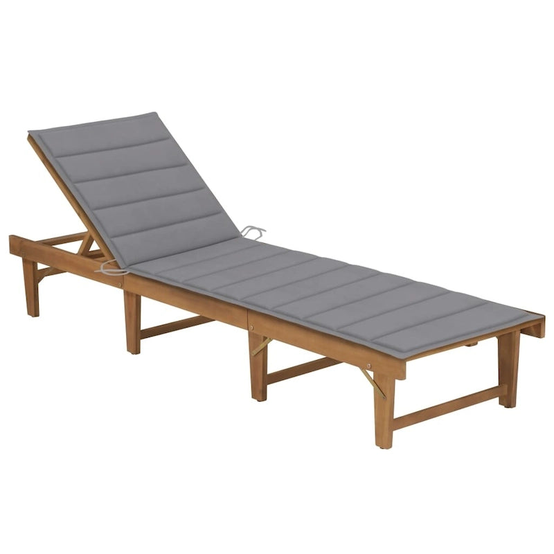 vidaXL Sdraio da Giardino con Cuscino Pieghevole Legno Massello di Acacia - 78.7 x 24 x 11.8/33.9