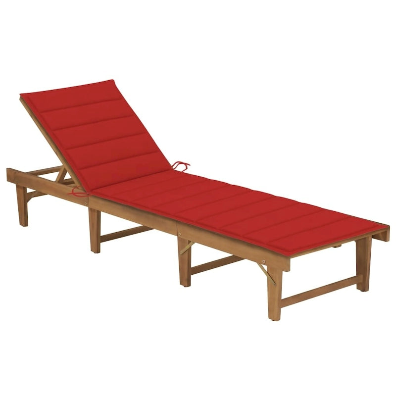 vidaXL Sdraio da Giardino con Cuscino Pieghevole Legno Massello di Acacia - 78.7 x 24 x 11.8/33.9