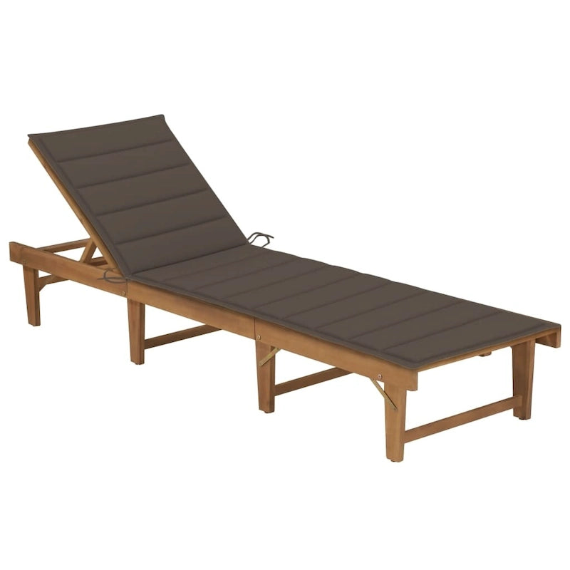 vidaXL Sdraio da Giardino con Cuscino Pieghevole Legno Massello di Acacia - 78.7 x 24 x 11.8/33.9