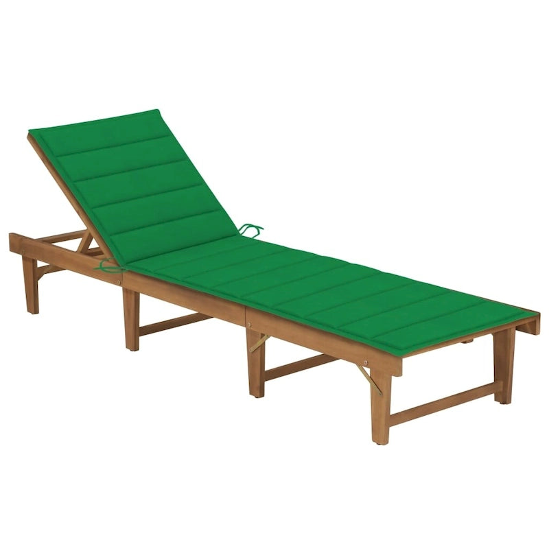 vidaXL Sdraio da Giardino con Cuscino Pieghevole Legno Massello di Acacia - 78.7 x 24 x 11.8/33.9